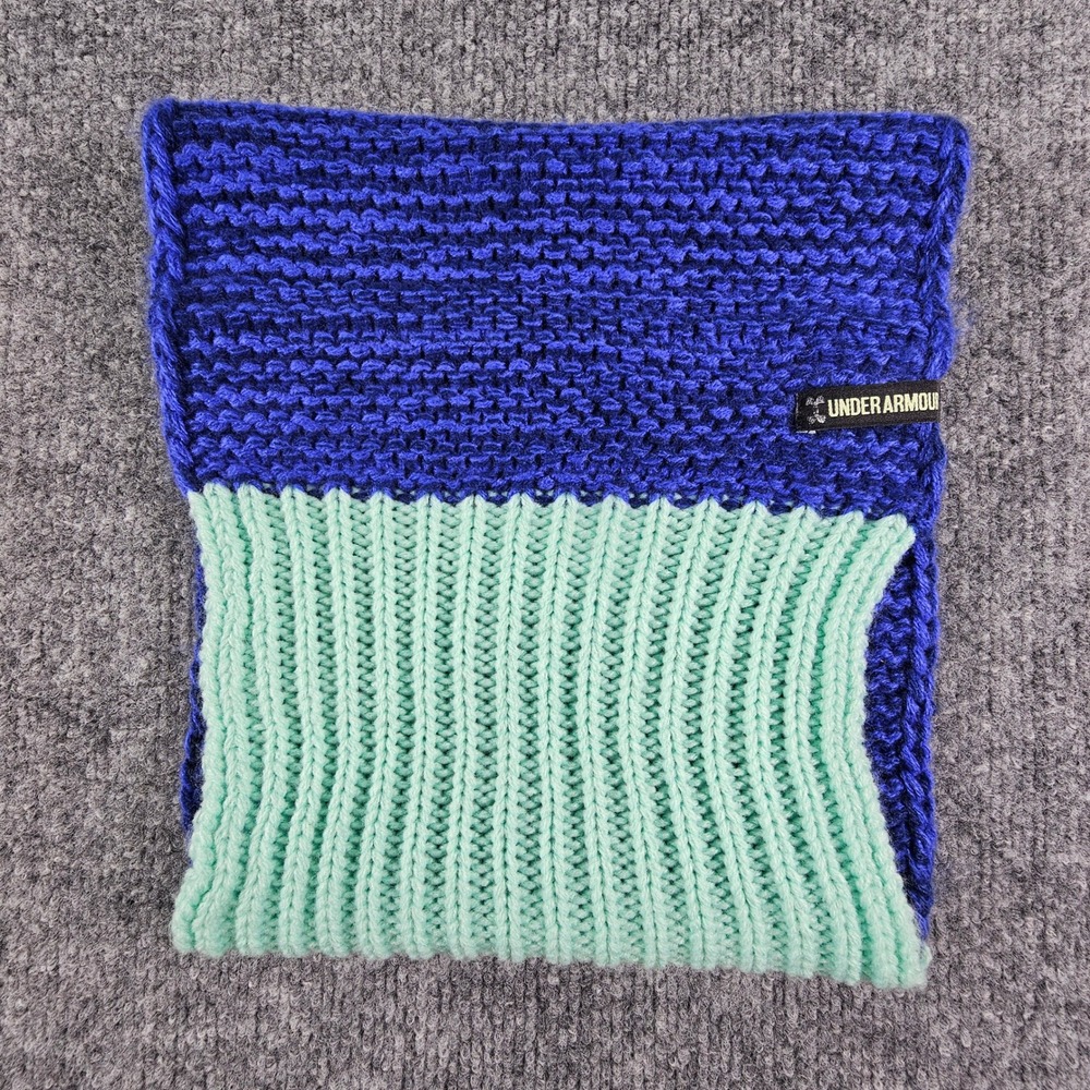 Under Armour UA ColdGear Youth Girls Blue Winter Knit Neck Face Gaiter Scarf EUC